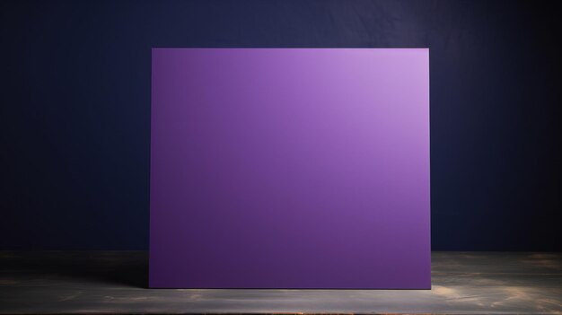 Foto vibrant purple light box mockup sul tavolo oscuro