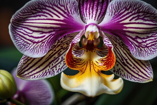 Ярко-фиолетовая орхидея вблизи