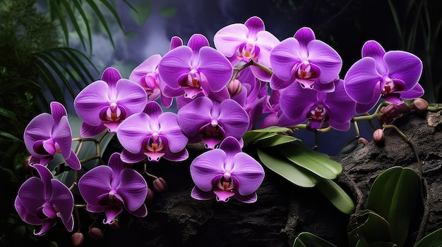 Vibrant purple orchids