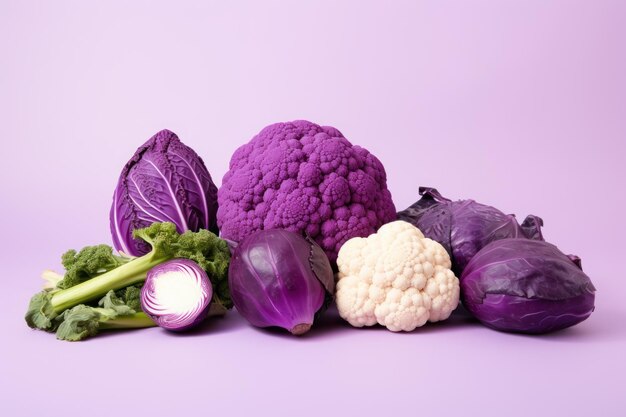 Vibrant Purple Vegetables on White Background AI Generated