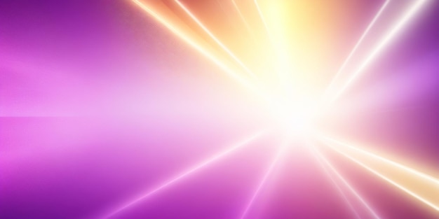 A vibrant purple and yellow light beam illuminates a purple backdrop