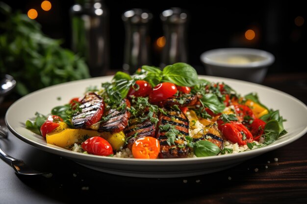 Vibrant quinoa salad with baked vegetables generative IA