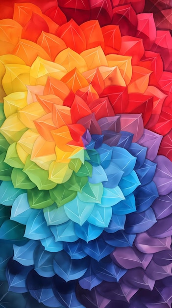Яркие радужные абстрактные обои из оригами