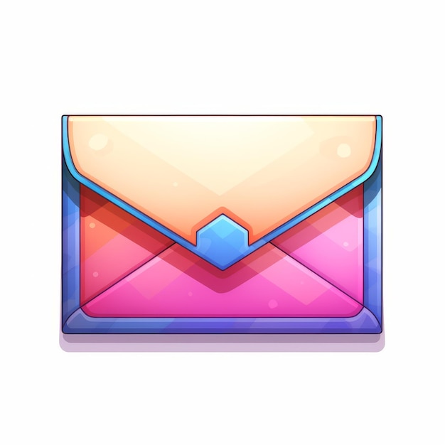 Vibrant Rainbow Colored Envelope In Technological 2d Game Art Style