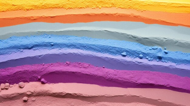 Vibrant rainbow colored sand stripes closeup ai generated