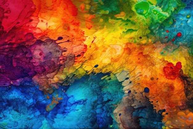 Vibrant rainbow painting with a mix of colors