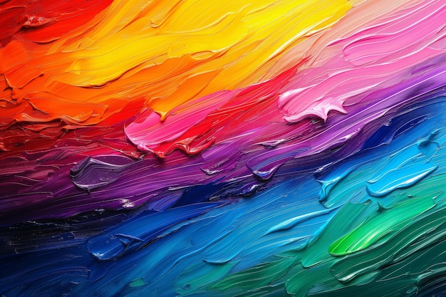 Vibrant Rainbow Palette Knife Artwork Displaying Textured Strokes