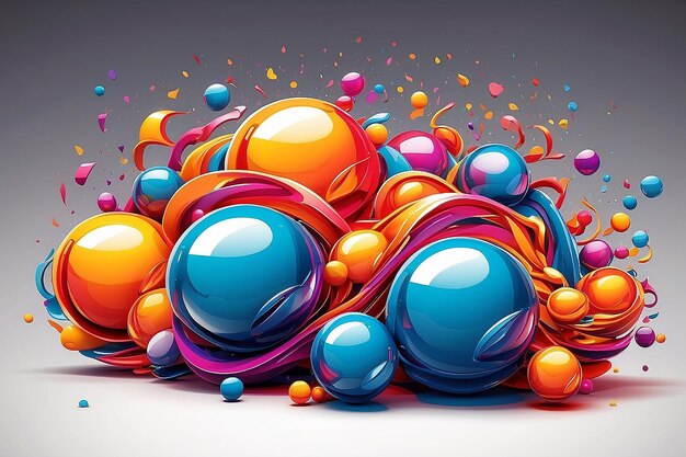 Vibrant Rainbow Spheres Abstract Vector Composition