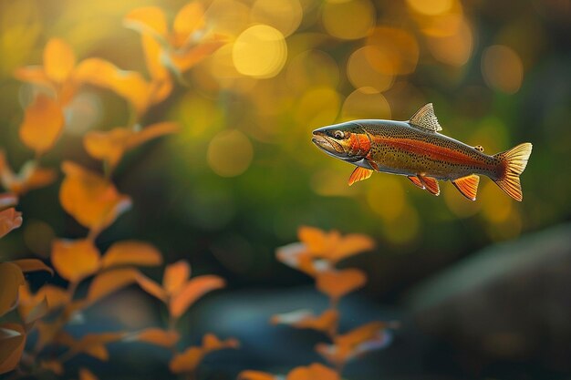 Vibrant Rainbow Trout Leaping in Sunlight