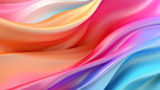 Vibrant Rainbow Wavy Satin Background AI Generated