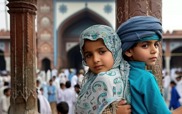 Foto vibrante celebrazione del ramadan e dell'eid ul fitr foto di gioia festiva