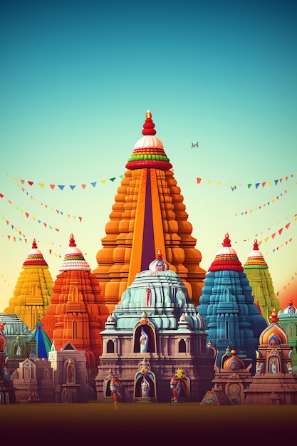 Photo vibrant rath yatra designs for hindu festival celebration for posters banners and social media