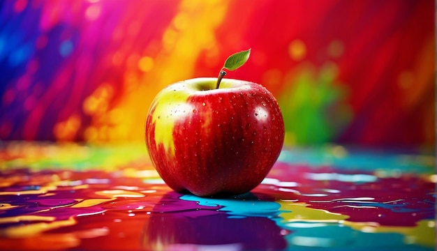 A Vibrant Red Apple Perched on a Table