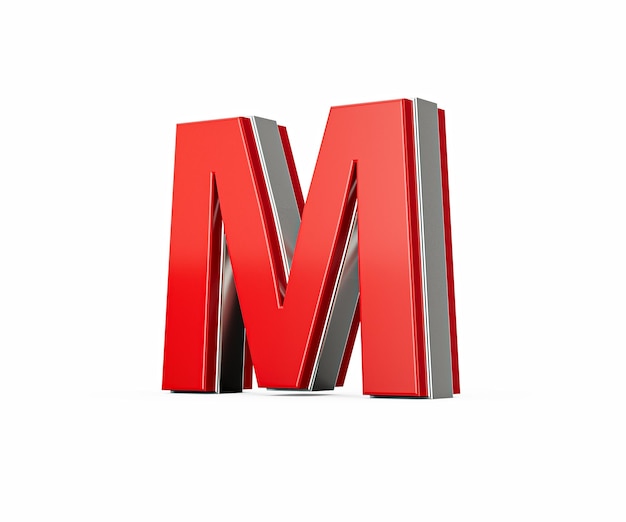 Vibrant Red Capital Letter M Gleams With Its Sleek Design Bold Font With Sharp Edges 3D Illustration