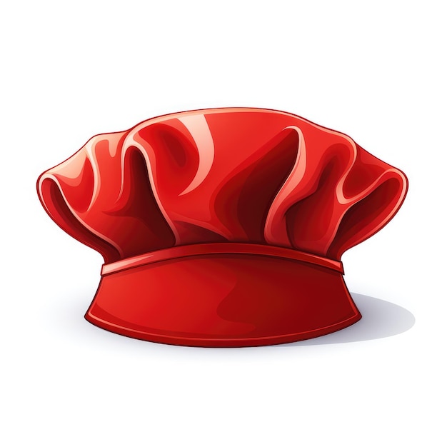 Vibrant Red Chef's Cooking Hat Vector Art Illustration in Flat Design on White Background