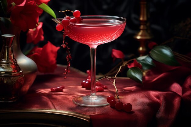 Foto vibrante cocktail rosso di lusso generate ai