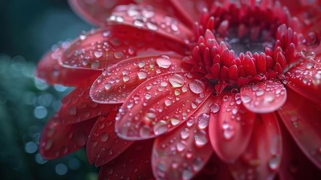 Vibrant Red Flower With Water Droplets