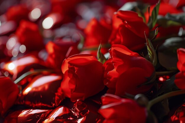 Vibrant Red Flowers Arranged on a Table