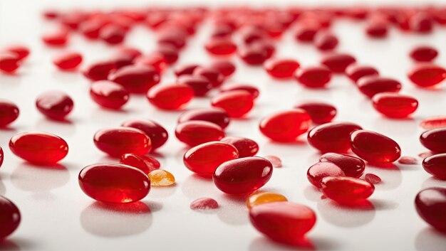 Vibrant Red Jelly Beans on Clean White Background