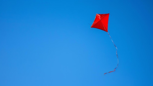 写真 鮮やかな赤いが澄んだ青い空を飛ぶ は希望自由そして冒険の象徴です