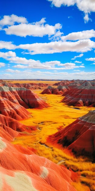 Photo vibrant red landscape captivating badlands scenery in zhang jingna style