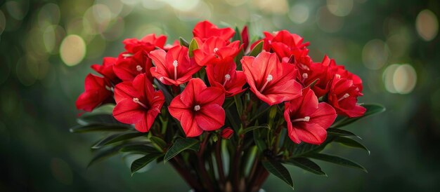 Vibrant Red Nerium Oleander Flowers in Vase