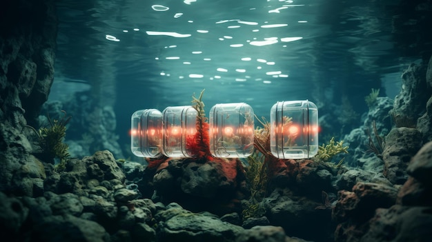 Vibrant Red Object in Underwater Scene