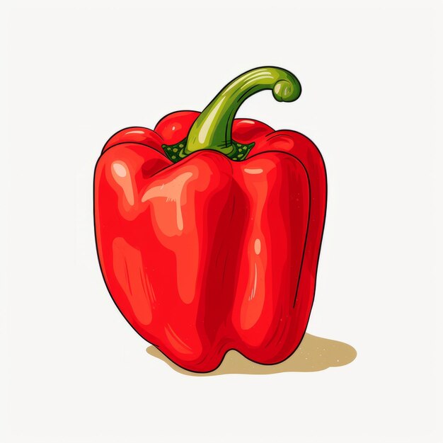 Vibrant Red Pepper Illustration In Heavy Shading Style