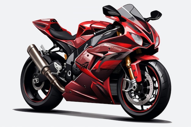 A vibrant red racing motorcycle on a transparent background Generative Ai