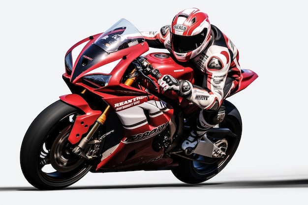 A vibrant red racing motorcycle on a transparent background Generative Ai