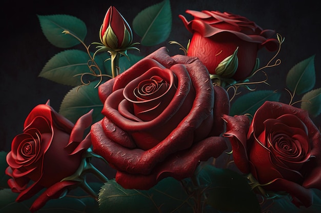 Vibrant Red Roses for Valentine's Day A Stunning HyperRealistic Photography