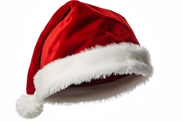 Photo vibrant red santa hat with soft white fur trim for festive holiday celebrations and