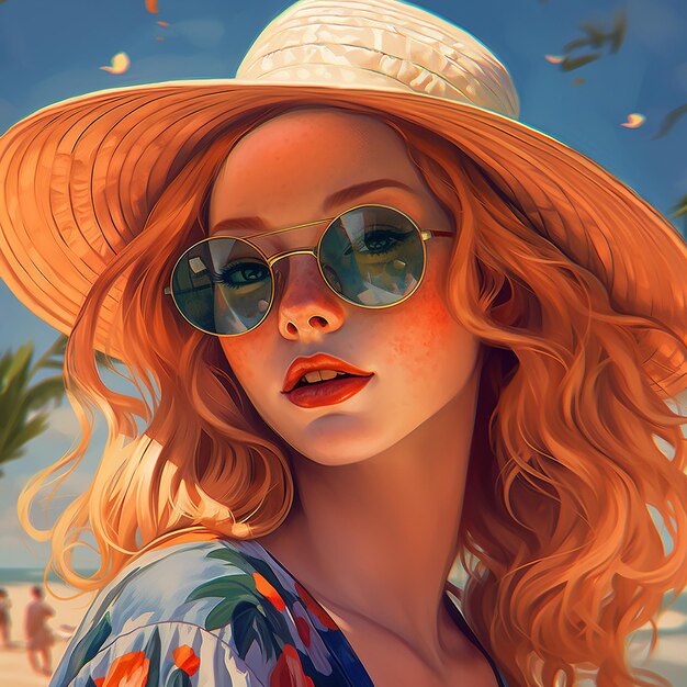 Vibrant Redhead Woman Stunning Vector Art Collection