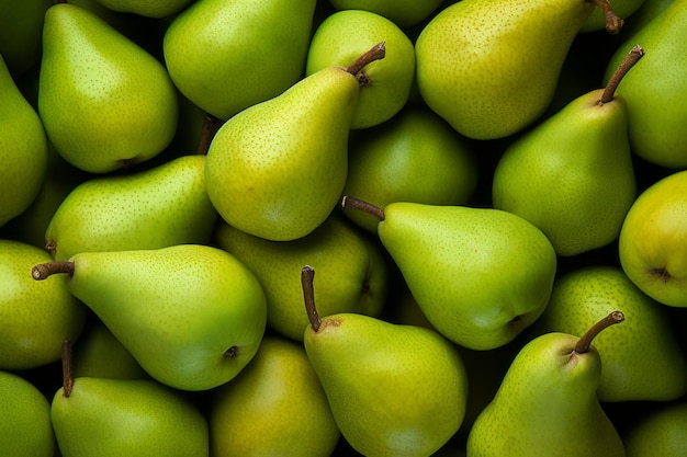 Photo vibrant and refreshing intimate snapshot of green pears in 32 aspect ratio