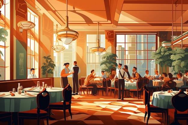 Vibrant Restaurant Scene Generative AI