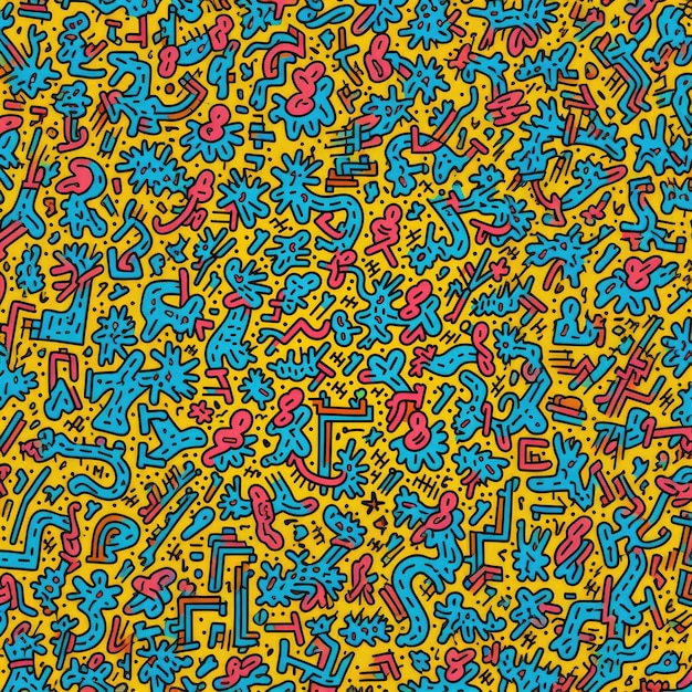 Photo vibrant rhythms exploring keith haring's timeless line patterns