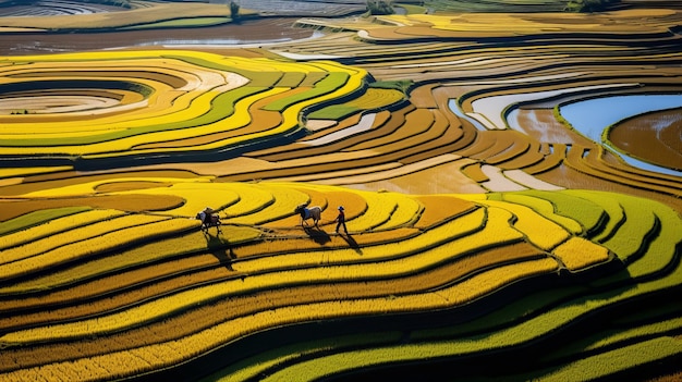 Vibrant Rice Fields In Vietnam A Captivating Artistic Interpretation