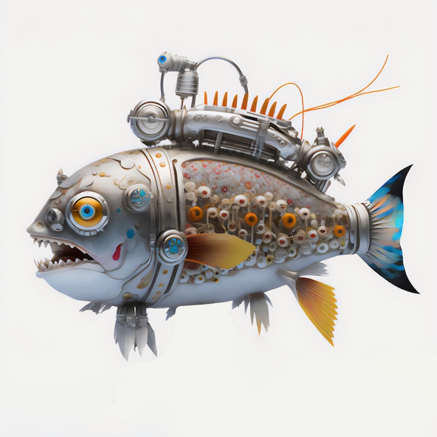 写真 創造的なデザインの鮮やかなロボット魚