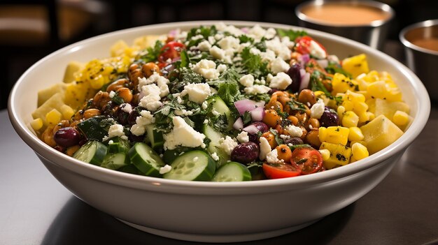 Photo vibrant salad bursting with colors featuring a mix