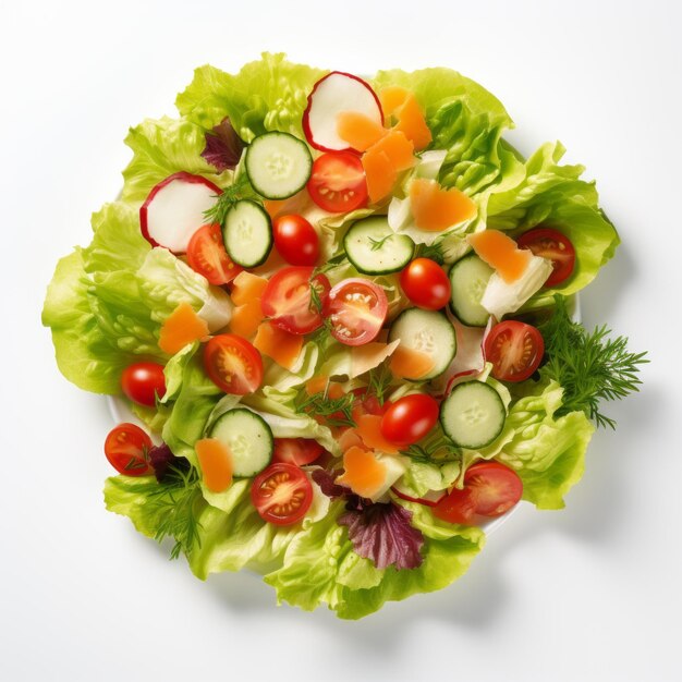 Photo vibrant salad photography fresh and colorful vegetables on a white background