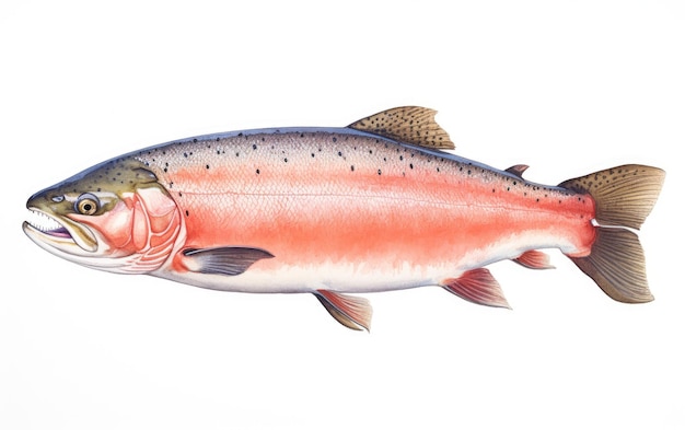 Vibrant Salmon in Focus on White Background