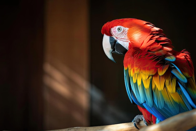 鮮やかな緋色のコンゴウインコ