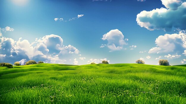 A vibrant scene of a spring meadow filled with colorful wildflowers