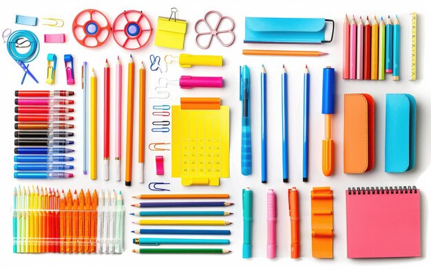 Photo vibrant schoolthemed stationery set against white backdrop