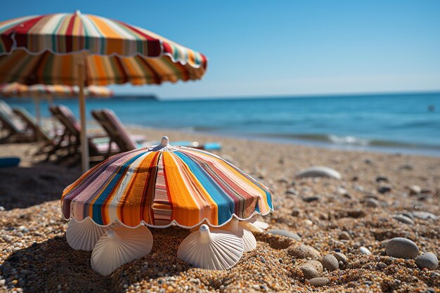 Vibrant Shade Striped Beach Umbrella