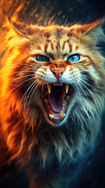 Vibrant Siberian Cat in Action AI Generated