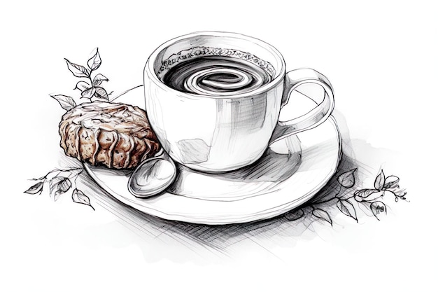 vibrant sketch that showcases the perfect cup of coffee