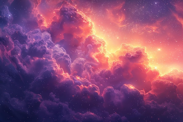 Vibrant Sky With Clouds and Stars