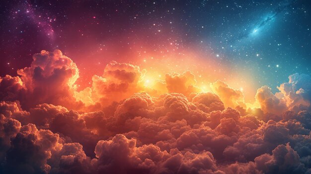 Vibrant Sky With Clouds and Stars