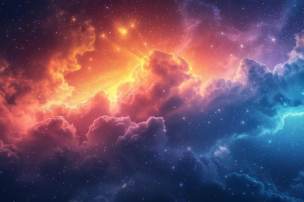 Vibrant Sky With Clouds and Stars